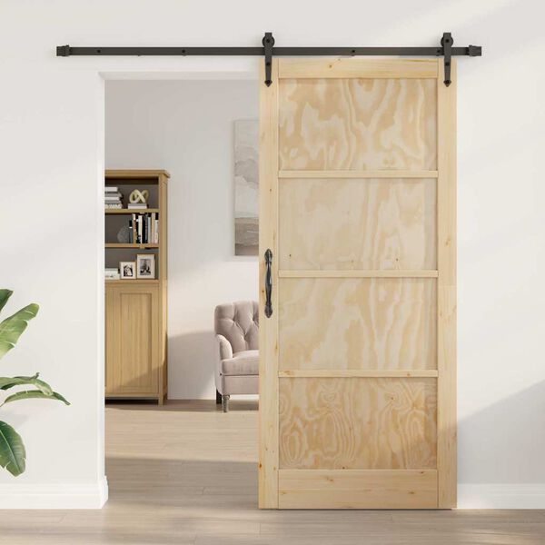 vidaXL Porta Deslizante ORKDAL Natural e Preto 93 x 211 cm