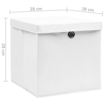 vidaXL Caixas de arrumação com tampas 4 pcs 28x28x28 cm branco