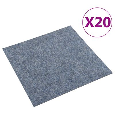 vidaXL Ladrilhos de carpete para pisos 20 pcs 5 m² azul