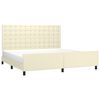vidaXL Estrutura de cama c/ cabeceira couro artificial 200x200cm creme