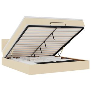 vidaXL Estrutura de cama otomana com creme de colch&atilde;o 180x200cm tecido