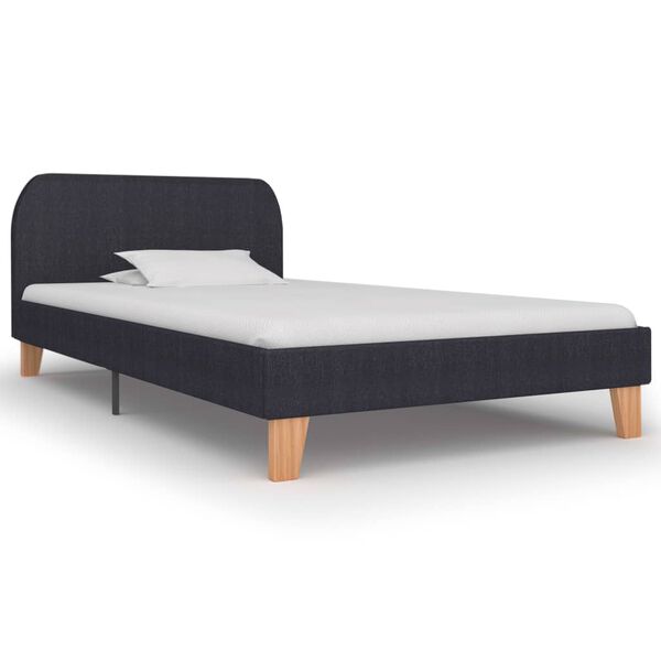 vidaXL Estrutura de cama em tecido 90x200 cm cinzento-escuro