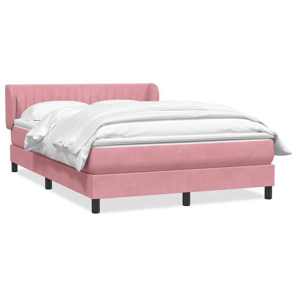 vidaXL Cama com molas/colch&atilde;o 160x220 cm veludo rosa