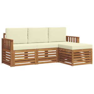 vidaXL Conjunto de Sof&aacute;s para Exterior 4 pcs Natural e Creme