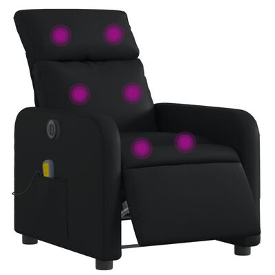 vidaXL Poltrona massagens reclinável elétrica couro artificial preto
