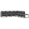 vidaXL 7 pcs conjunto lounge de jardim c/ almofadões vime PE cinzento