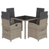 vidaXL 5 pcs conjunto de jantar p/ jardim c/ almofad&otilde;es vime PE cinza