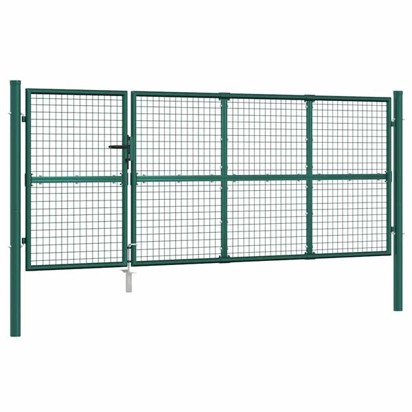 vidaXL Port&atilde;o de jardim em tela verde 350x125 cm a&ccedil;o galvanizado.