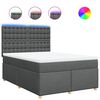 vidaXL Cama com molas/colch&atilde;o 160x200 cm tecido cinzento-escuro