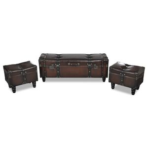 vidaXL Conjunto bancos de arruma&ccedil;&atilde;o 3 pcs castanho