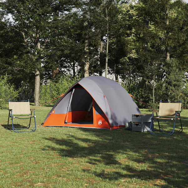 vidaXL Barraca de Camping Cinza e Laranja 320 x 275 x 190 cm tafet&aacute;