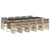 vidaXL 11 pcs conj. jantar jardim c/ almofad&otilde;es vime PE bege misturado