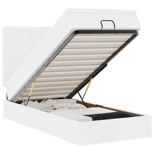 moldura de cama s&iacute;riaXL otomana com colch&atilde;o branco couro falso