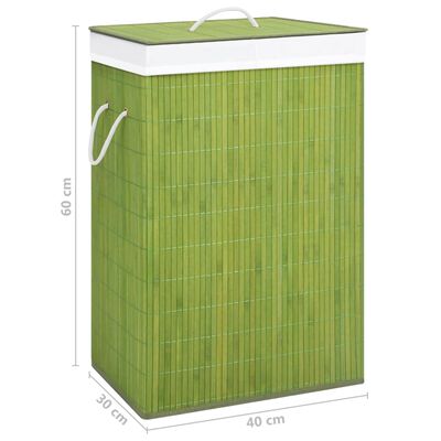 vidaXL Cesto para roupa suja c/ 2 secções 72 L bambu verde