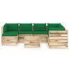 vidaXL 8 pcs conj. lounge jardim c/ almofad&otilde;es madeira impreg. verde
