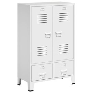 vidaXL Roupeiro industrial 67x35x107 cm a&ccedil;o branco