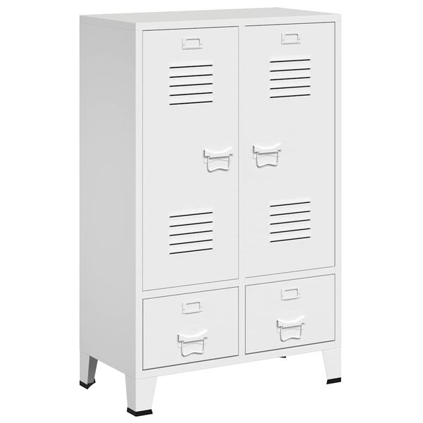 vidaXL Roupeiro industrial 67x35x107 cm a&ccedil;o branco