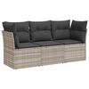 vidaXL 3 pcs conj. sof&aacute;s jardim c/ almofad&otilde;es vime PE cinzento-claro