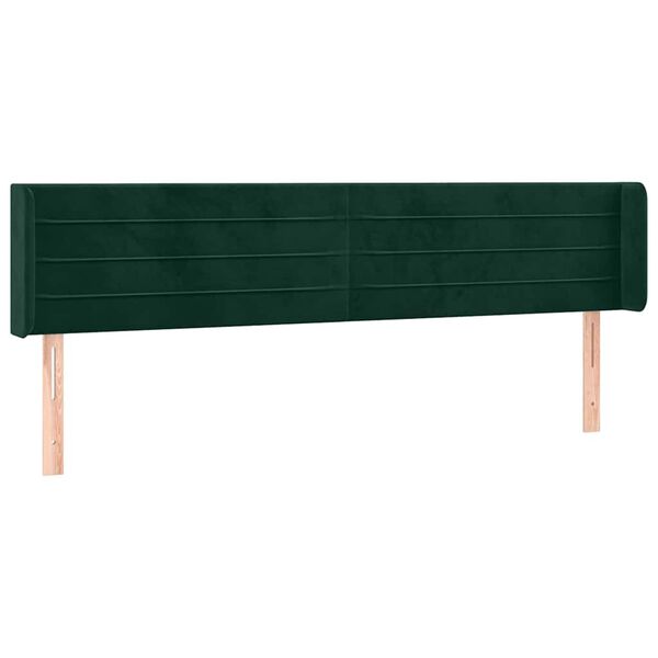 vidaXL Cabeceira cama c/ luzes LED veludo 183x16x78/88 cm verde-escuro