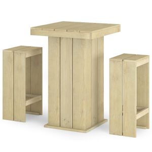 vidaXL 3 pcs conjunto de bar para jardim pinho impregnado