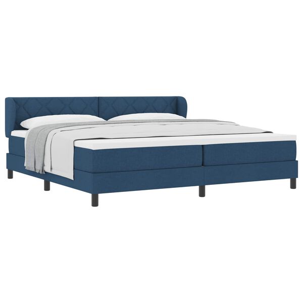 vidaXL Cama Box com colch&atilde;o com cabeceira Azul 200 x 200 cm tecido