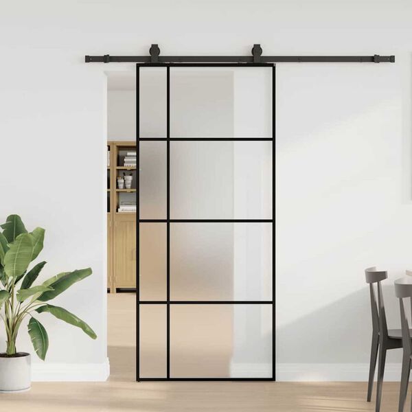 vidaXL Porta deslizante c/ conj. ferragens 90x205cm vidro ESG preto