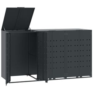 vidaXL Abrigo para 3 caixotes do lixo 207x79x117 cm a&ccedil;o antracite
