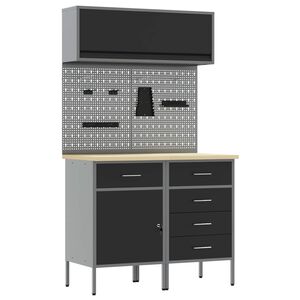 vidaXL Conjunto de Arm&aacute;rios de Trabalho com gaveta 5 unid. Preto