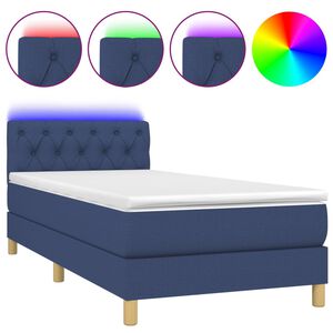 vidaXL Cama box spring c/ colch&atilde;o e LED 80x200 cm tecido azul