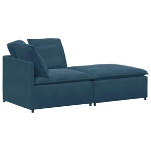 vidaXL Sof&aacute; modular com pufes e almofadas veludo azul