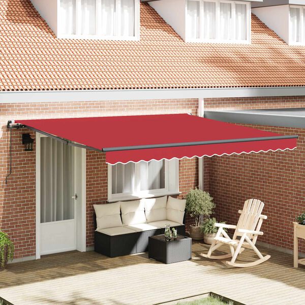 vidaXL Toldo Retr&aacute;til Manual Vermelho 400 &times; 300 cm Poli&eacute;ster e A&ccedil;o