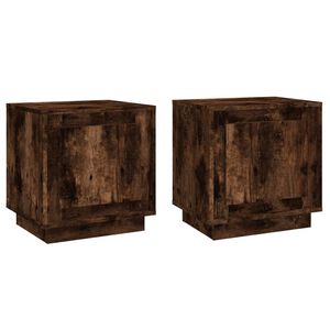 vidaXL Mesa cabeceira 2pcs 44x35x45cm derivado madeira carvalho fumado