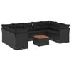 vidaXL 10 pcs conjunto sof&aacute;s de jardim c/ almofad&otilde;es vime PE preto