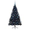 vidaXL &Aacute;rvore de Natal Artificial Pr&eacute;-iluminada Preto 180 cm PVC