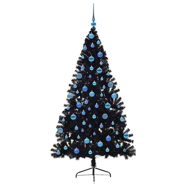vidaXL &Aacute;rvore de Natal Artificial Pr&eacute;-iluminada Preto 180 cm PVC