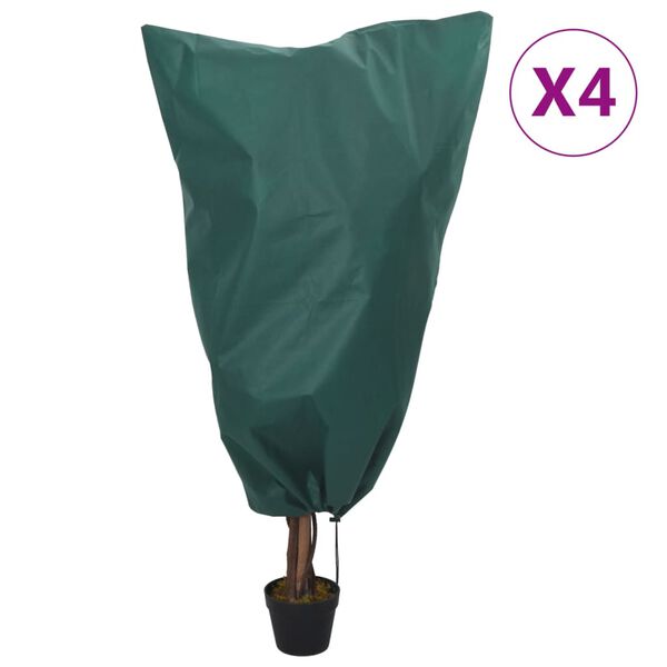 vidaXL Coberturas para plantas com cord&atilde;o 4 pcs 70 g/m&sup2; 0,8x1 m