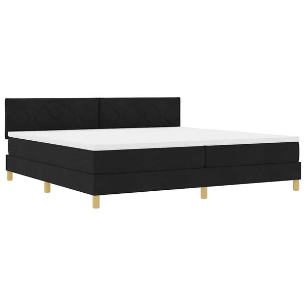 vidaXL Cama Box Spring LED com colch&atilde;o Preto 200 x 200 cm tecido