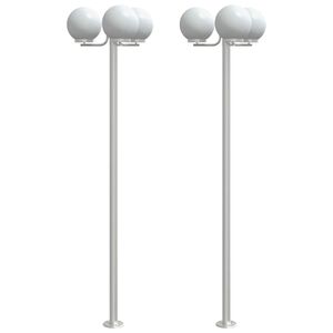 vidaXL Candeeiro de ch&atilde;o para exterior 2 pcs 215 cm a&ccedil;o inox. prateado