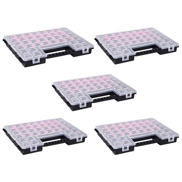 vidaXL Caixas com divis&oacute;rias ajust&aacute;veis 5 pcs 385x283x50 mm pl&aacute;stico
