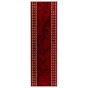 vidaXL Tapete Runner FLORNES Tecido Vermelho Diamantes 67 x 150 cm PP