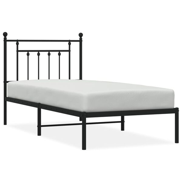 vidaXL Estrutura de cama com cabeceira 80x200 cm metal preto