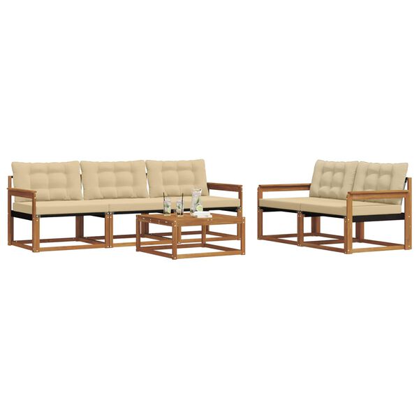 vidaXL Conjunto de Sof&aacute;s para Exterior 6 pcs Natural e Bege