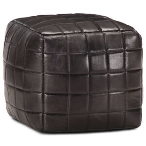 vidaXL Pufe 40x40x40 cm couro de cabra genu&iacute;no preto