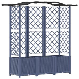 vidaXL Cama Elevada com Treli&ccedil;a e Telhado Cinzento 163 x 40 x 138 cm