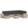 vidaXL 9 pcs conj. sof&aacute;s jardim com almofad&otilde;es vime PE cinzento-claro