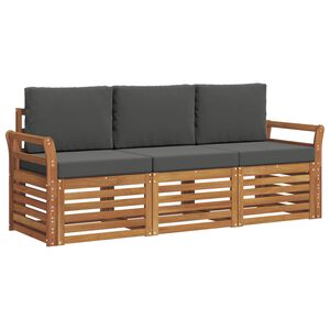 vidaXL Conjuntos de sof&aacute;s com almofada 3 pcs Natural e Antracite