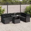 vidaXL 9 pcs conjunto de sof&aacute;s p/ jardim c/ almofad&otilde;es vime PE preto