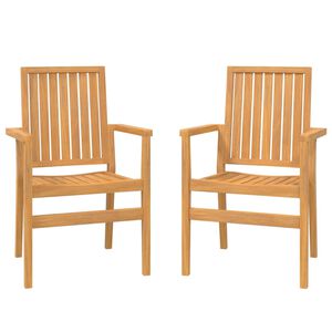 vidaXL Cadeiras de jardim empilh&aacute;veis 2 pcs 56,5x57,5x91cm teca maci&ccedil;a