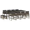 vidaXL 13 pcs conjunto jantar p/ jardim c/ almofad&otilde;es vime PE cinzento