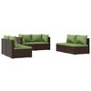 vidaXL 6 pcs conjunto lounge de jardim c/ almofad&otilde;es vime PE castanho